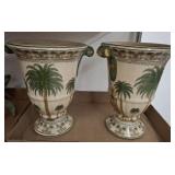 LEAP FROG CERAMIC VASES PALM THEME 12IN