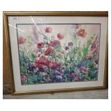 FRAMED AND MATTED FLORAL PRINT 39X32
