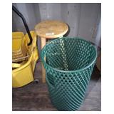STOOL, MOP BUCKET, COMMERCIAL TRASH CAN,