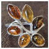 925 AMBER RING SIZE 5