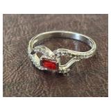 925 RUBY AND CZ RING SIZE 9