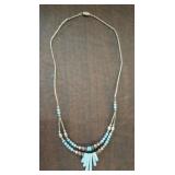 DOUBLE LAYERED TURQUOISE AND SILVER NECKLACE