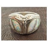 925 OPAL AND ANGEL RING SIZE 8