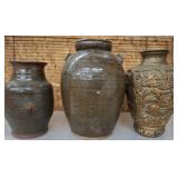 SALT GLAZED CERAMIC CROCKS ASSORTED, SOME DAMAGED