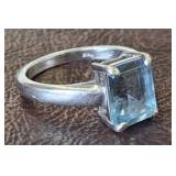 925 AQUAMARINE RING SIZE 5