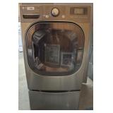 LG SENSOR DRY FRONT LOAD DRYER ON PEDESTAL