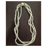 SILVER CLASPS 3 STRAND PEARL NECKLACE