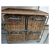 WICKER AND METAL 4 DRAWER ORGANIZER 13X8X10