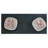 925 PINK MORGANITE AND CZ EARRINGS