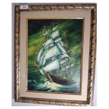 ACRYLIC ON CANVAS GALLEON SCENE 26X32