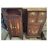PAIR OF WALL MOUNT CURIO CABINETS