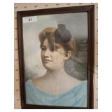 VINTAGE LADY FRAMED PRINT 14X18