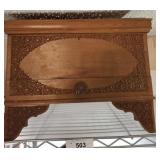 VINTAGE CARVED CHEST WITH DRAWER 16X10X12