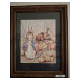RABBIT PRINT FRAMED AND MATTED 17X22