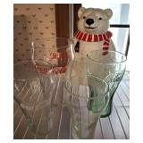 COCA COLA BEAR COOKIE JAR AND CUPS