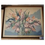 FRAMED NEEDLE POINT AND ASSORTED PRINTS