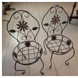 2 PC METAL IRON DOLL PLANT STANDS