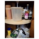 GROUP IN LOWER CABINETS, ASSORTED HOUSEHOLD, MISC