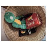 WICKER BASKET OF TOYS, PLUSH