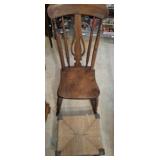 RUSH TOP FOOT STOOL AND ANTIQUE OAK ROCKER