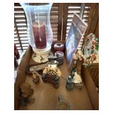 ASSORTED CLOCKS, CANDLE HOLDERS, MISC