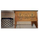 PRIMITIVE CHILDS STOOL WITH STORAGE AND BOX