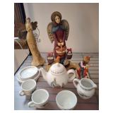 MINIATURE RABBIT TEA SET, CERAMIC ANGEL
