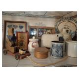 VINTAGE TEDDY BEAR PULL TOY, PRIMITIVE DECOR