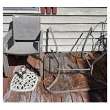 PATIO TABLE AND 4 CHAIRS WITH UMBRELLA STAND