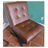Mid-Century Modern Accent Chair with Brown Faux Le