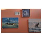 Three Nautical-Themed Artworks, Including Boat, Wh