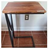 Wood and Metal C-Frame Side Table