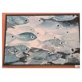 Framed Artwork Featuring a School of Fish