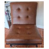 Mid-Century Modern Accent Chair with Brown Faux Le