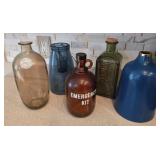 Five Vintage Glass and Decorative Bottles