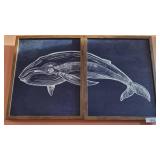Framed Whale Illustration on Split Panels