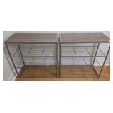 Two Metal and Wood-Look Storage Shelves