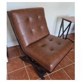 Mid-Century Modern Accent Chair with Brown Faux Le