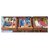 Kitchen Drawer Storage Items Including Plastic Wra