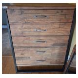 Rustic Wood and Metal 5-Drawer Dresser