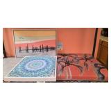 Three Framed Art Pieces with Various Designs