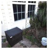 Outdoor Storage Bin with Assorted Planters