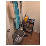 Household Cleaning Supplies With Metal Shelf