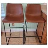 LumiSource Faux Leather and Metal Bar Stools