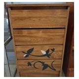 Wooden Four-Drawer Chest w/ Decorative Vine Motif