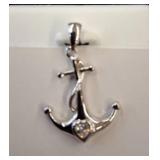 Sterling Silver Anchor Pendant with Rhinestone