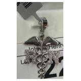 Sterling Silver RN Caduceus Pendant