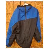 Blue and Black Zip-Front Hooded Jacket