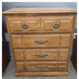 Stanley Four-Drawer Oak Chest with Brass Hardware