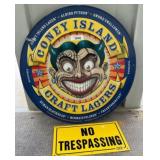 Coney Island Craft Lagers Tin Sign with Yellow ï¿½No